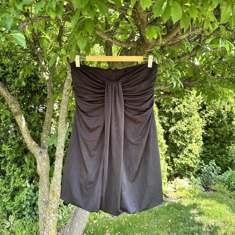 Black Strapless Ruched Mini Dress